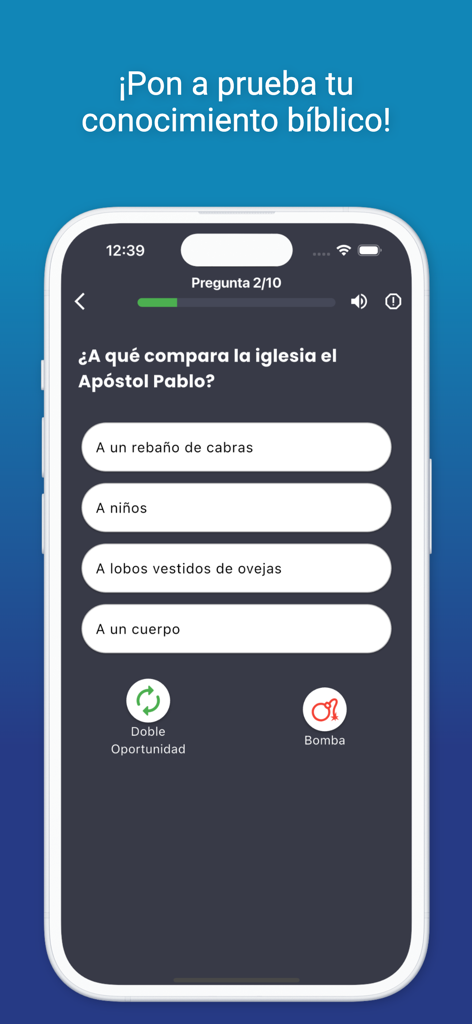 La Biblia Reina Valera 1960 IA - Pantalla de trivia biblica en la aplicacion La Biblia Reina Valera 1960 IA
