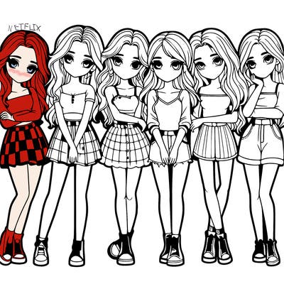 a group of girls realistic