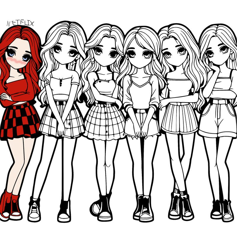 a group of girls realistic