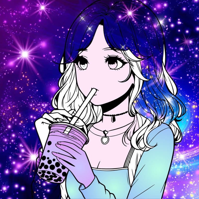 realistic girl drinking boba tea