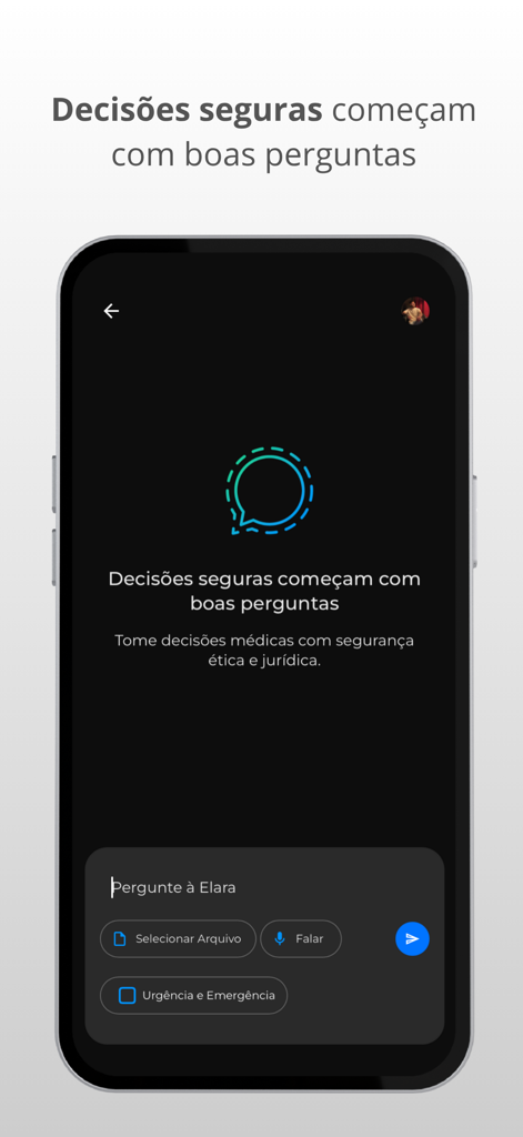 Elara IA - Elara IA mobile app screen showing a secure AI chat interface for clinical support