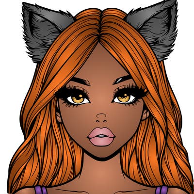 realistic girl with fox ears and realistic lips