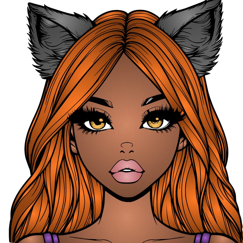 realistic girl with fox ears and realistic lips