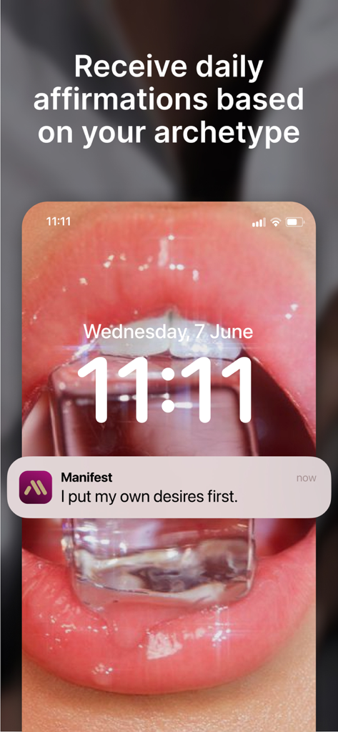 Manifest Affirmations - iPhone lock screen showing a daily manifestation notification with an empowering quote
