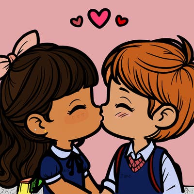 boy and girl kissing