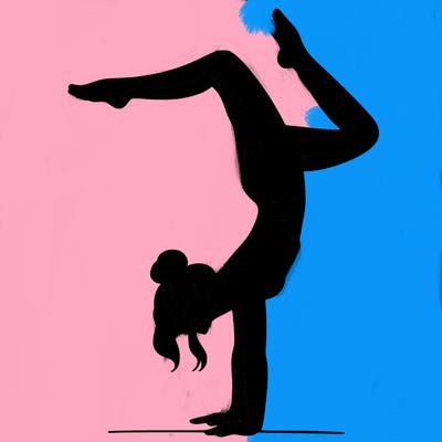 a woman doing a handstand