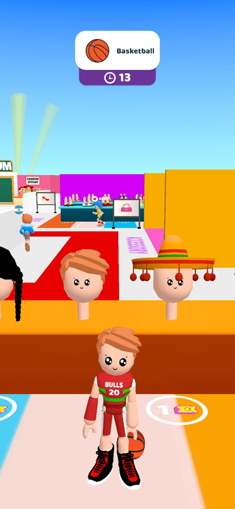 Fashion Famous - Dress Up Game - Personaje vestido con una camiseta de baloncesto roja para una competencia de batalla de moda