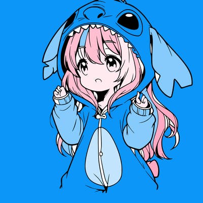 anime girl in a stitch onsie