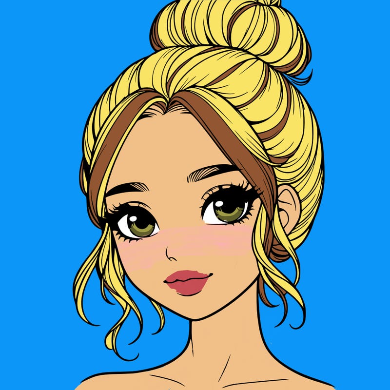 realistic pretty girl with hair in bun