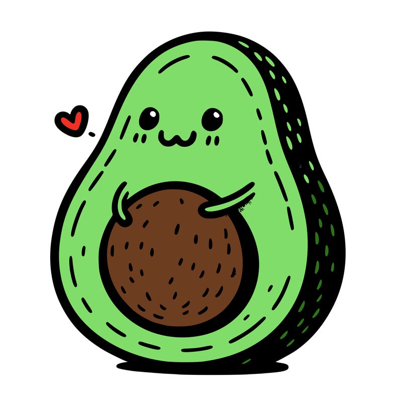 an avocado hugging an avocado