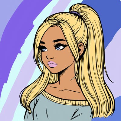 realistic girl with a high ponytail