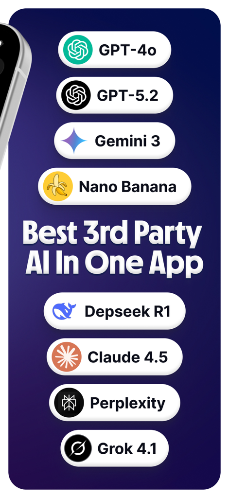 Fello AI: Chat Bot Assistant - Marketing graphic for Fello AI showing integrated models like GPT-4o Claude 4.5 and Gemini 3