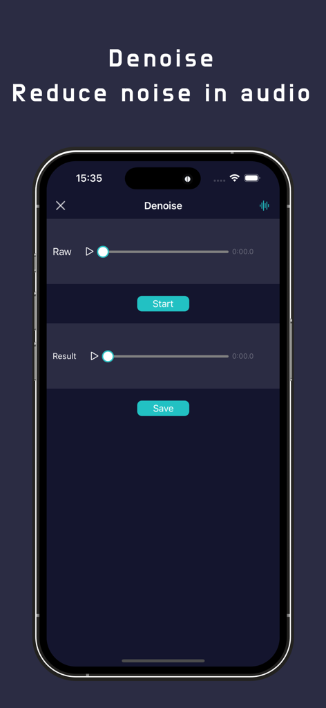 Audio Editor-Music/Sound mixer - Audio Editorモバイルアプリでのノイズ除去とバックグラウンドノイズ低減のためのインターフェース。