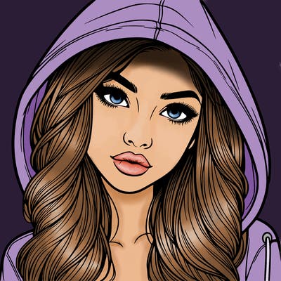 realistic beautiful girl with a hood on
