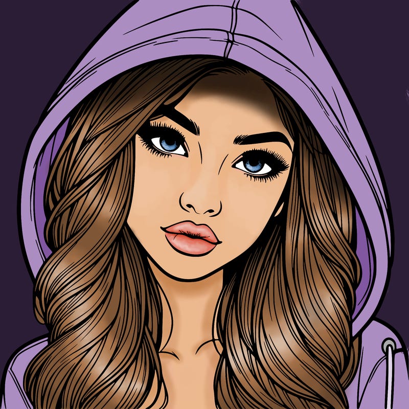 realistic beautiful girl with a hood on