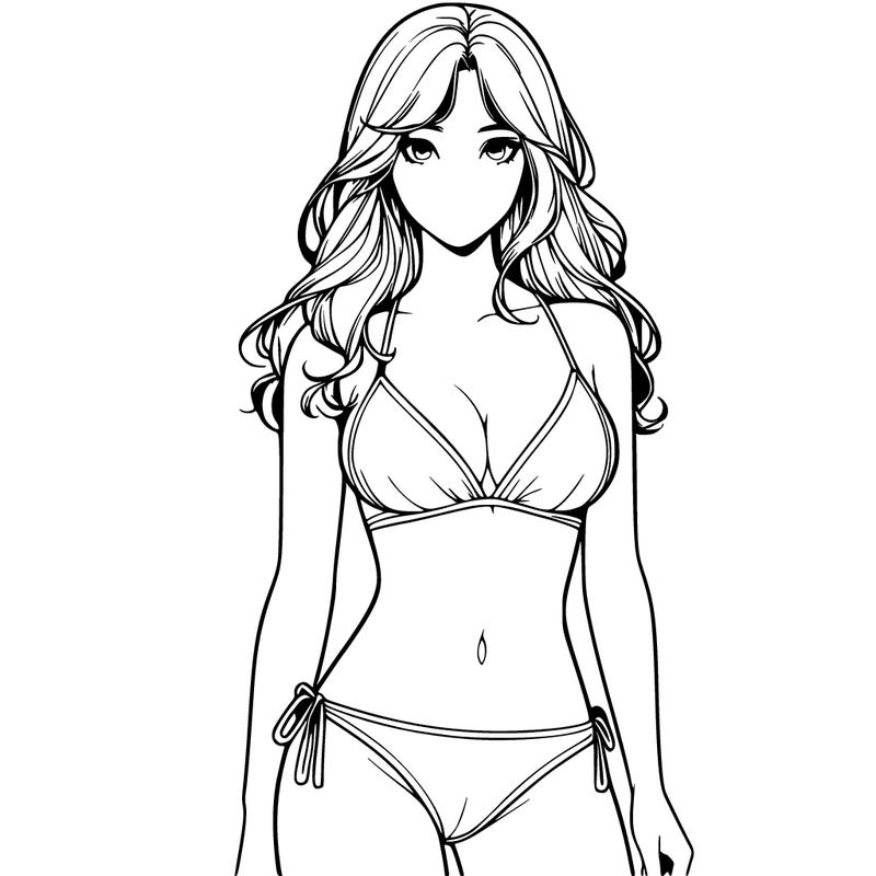 realistic girl with a revealing swimsuit