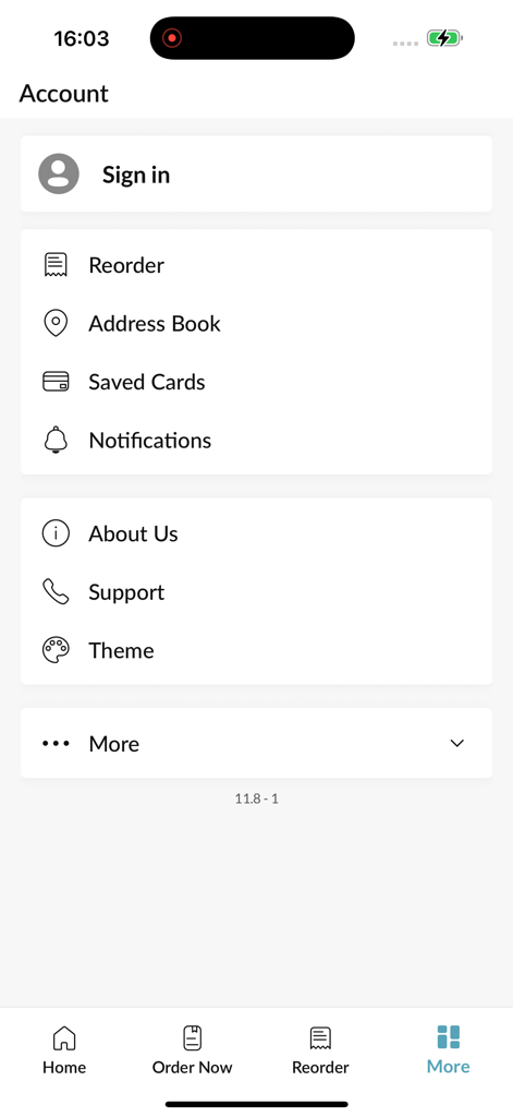 Pizza World. - Menú de configuración de cuenta para la aplicación Pizza World que muestra las opciones y preferencias del usuario.