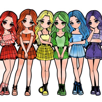a group of girls realistic