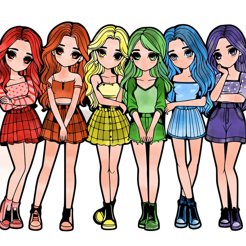 a group of girls realistic
