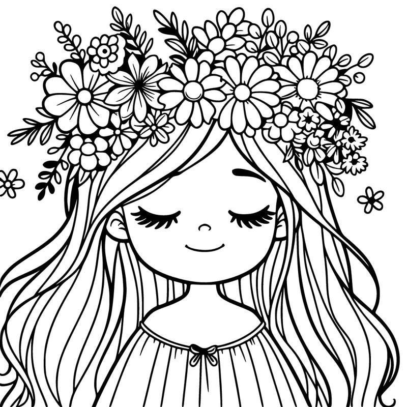 girl with flowers crown