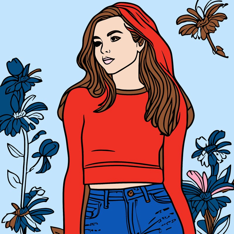 teen girl with crop top and jeans