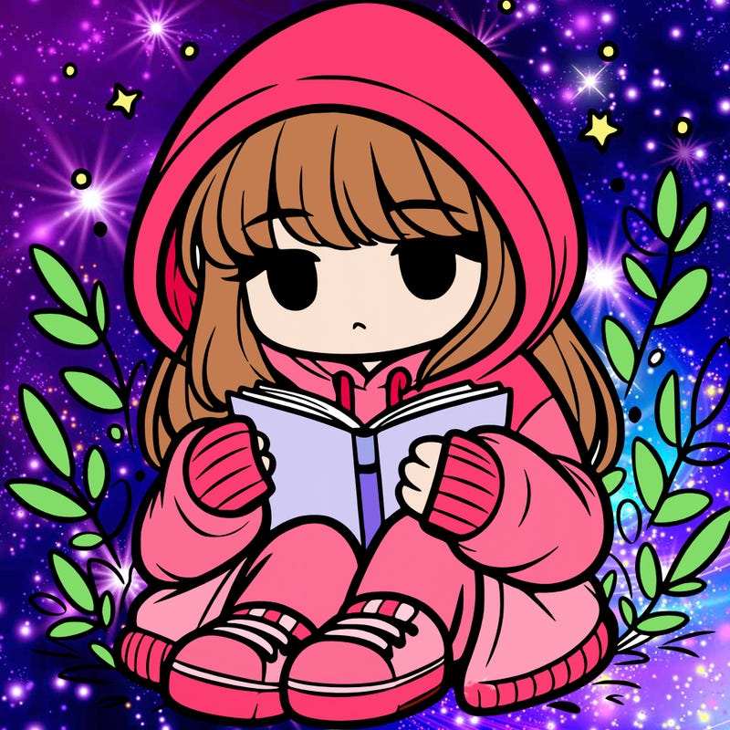 girl in oversized hoodie reading a book