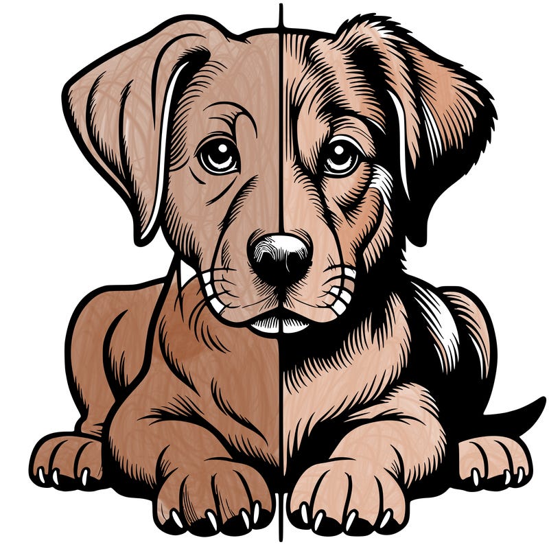 realistic dog split picture