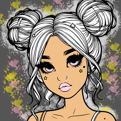 realistic girl with space buns