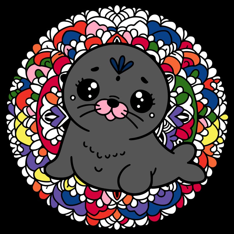 a cute baby seal mandala