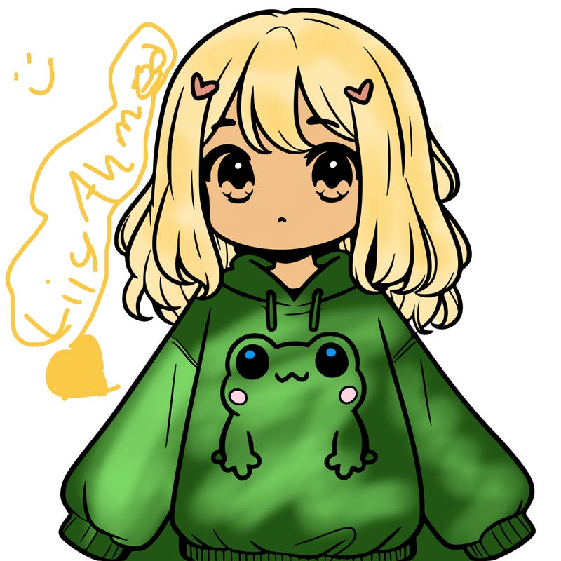 girl wearing frogging sweatshirt