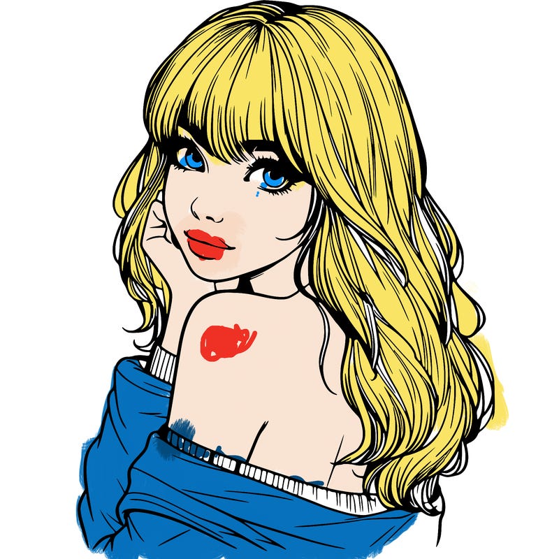 realistic girl with bangs looking over her shoulder