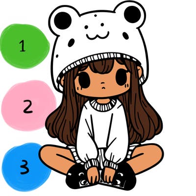 a girl wearing a frog hat and some frog socks