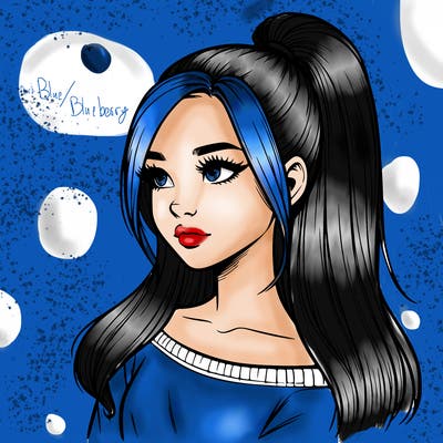 realistic girl with a high ponytail