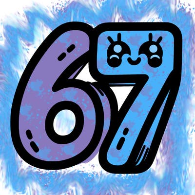 the numbers 67