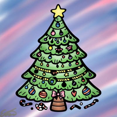 christmas tree with lots of details