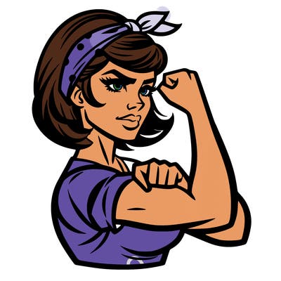 strong woman with a 60s american ad style