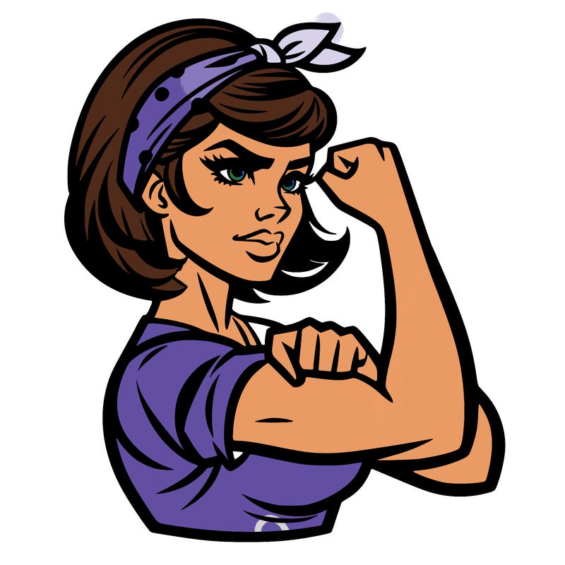 strong woman with a 60s american ad style