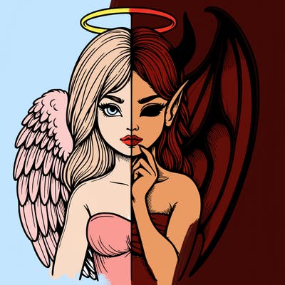 realistic angel half demon