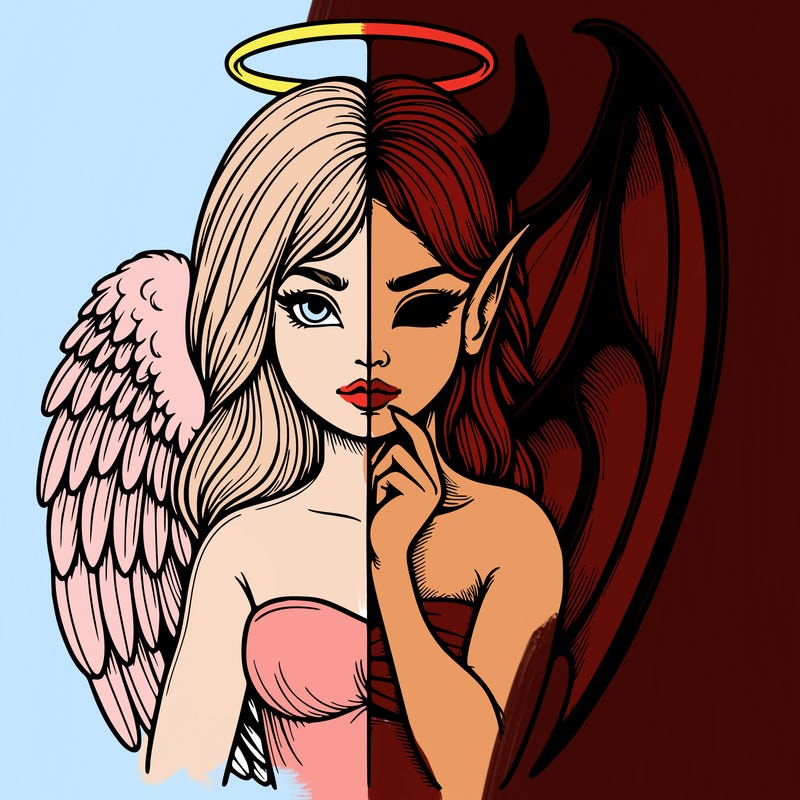 realistic angel half demon