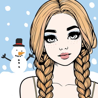 realistic girl with braids