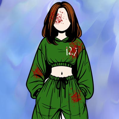 realistic girl faceless with baggy pants and a crop top