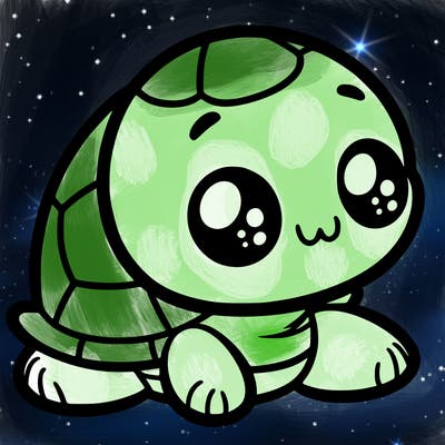 cute little animated turtle