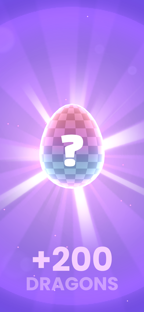 Flappy Dragon - A glowing dragon egg with a question mark and text indicating more than 200 dragons to collect