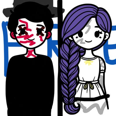 boyfriend and girlfriend with a long braid