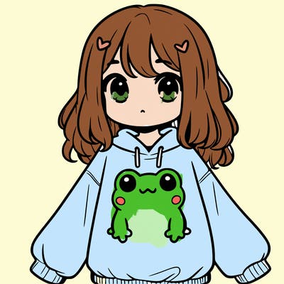 girl wearing frogging sweatshirt