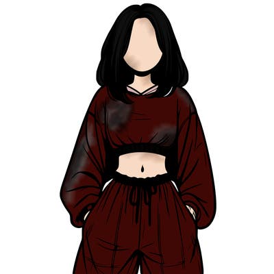 realistic girl faceless with baggy pants and a crop top