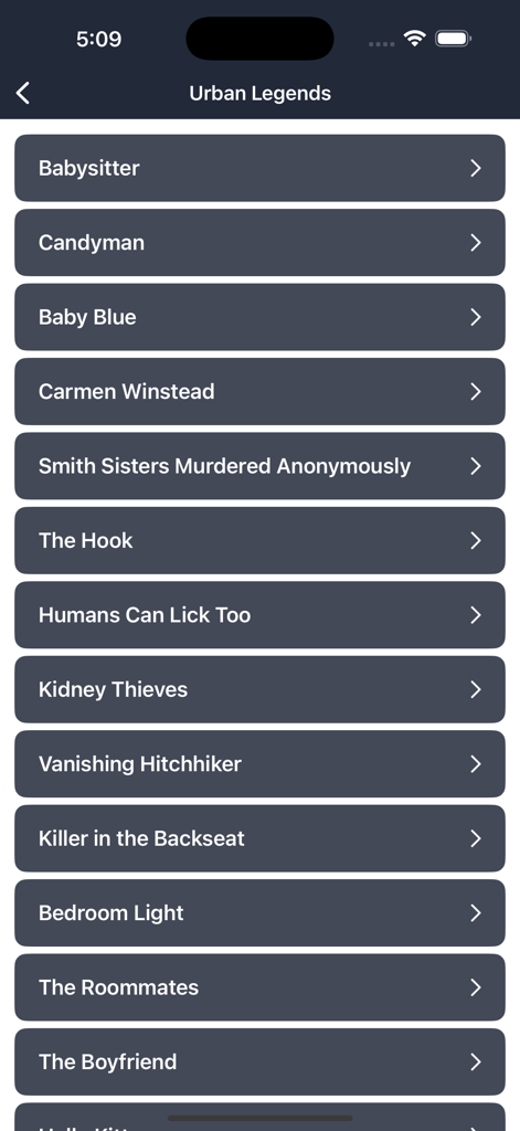 Horror Stories & Scary Stories - List of famous urban legends in the Horror Stories and Scary Stories app