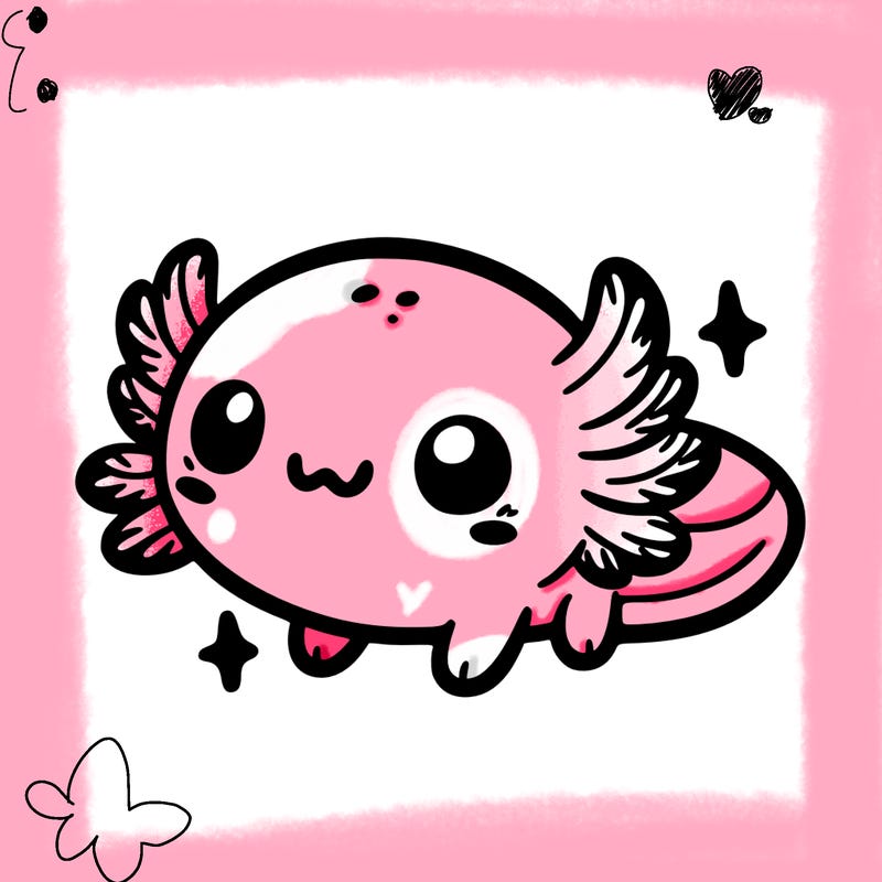 cute easy baby axolotl