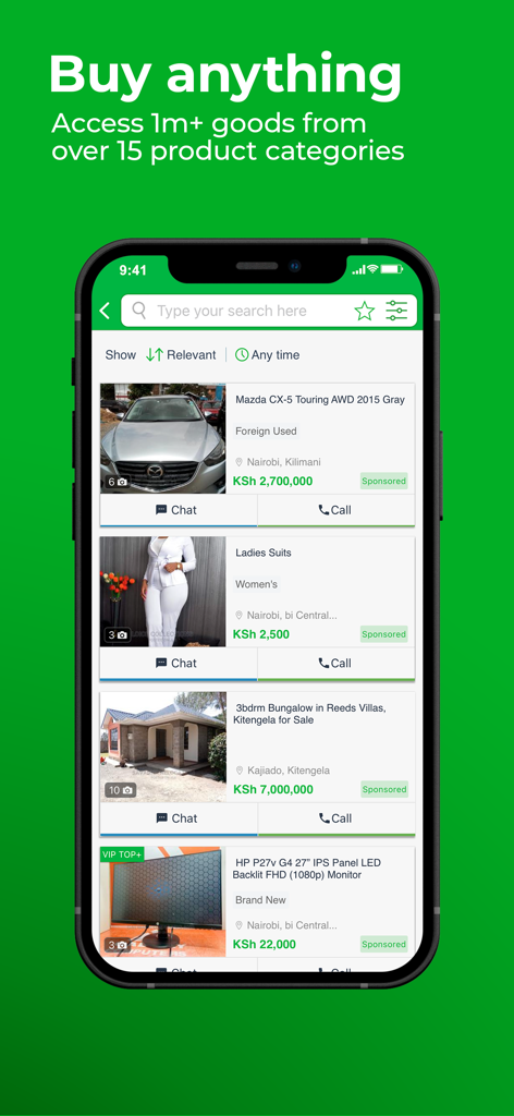 Jiji Kenya marketplace interface with product categories and listings