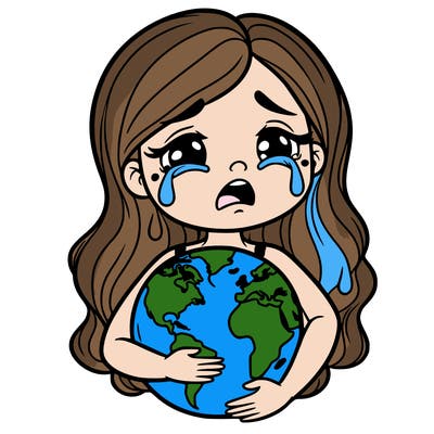 mother earth holding the earth and crying